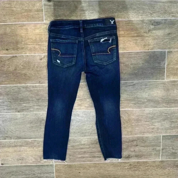 American Eagle AE Stretch Jean Jegging crop frayed end distressed 6R Style#:9782 - Picture 9 of 9